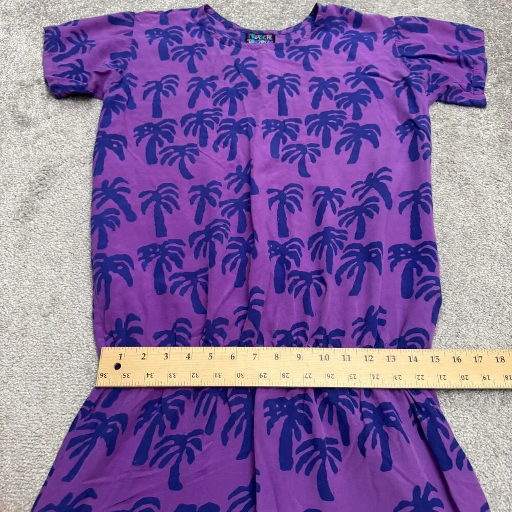 Vintage 90s Tropical Tantrum Hawaii Mini Dress Womens XS Purple Palm Trees Boho